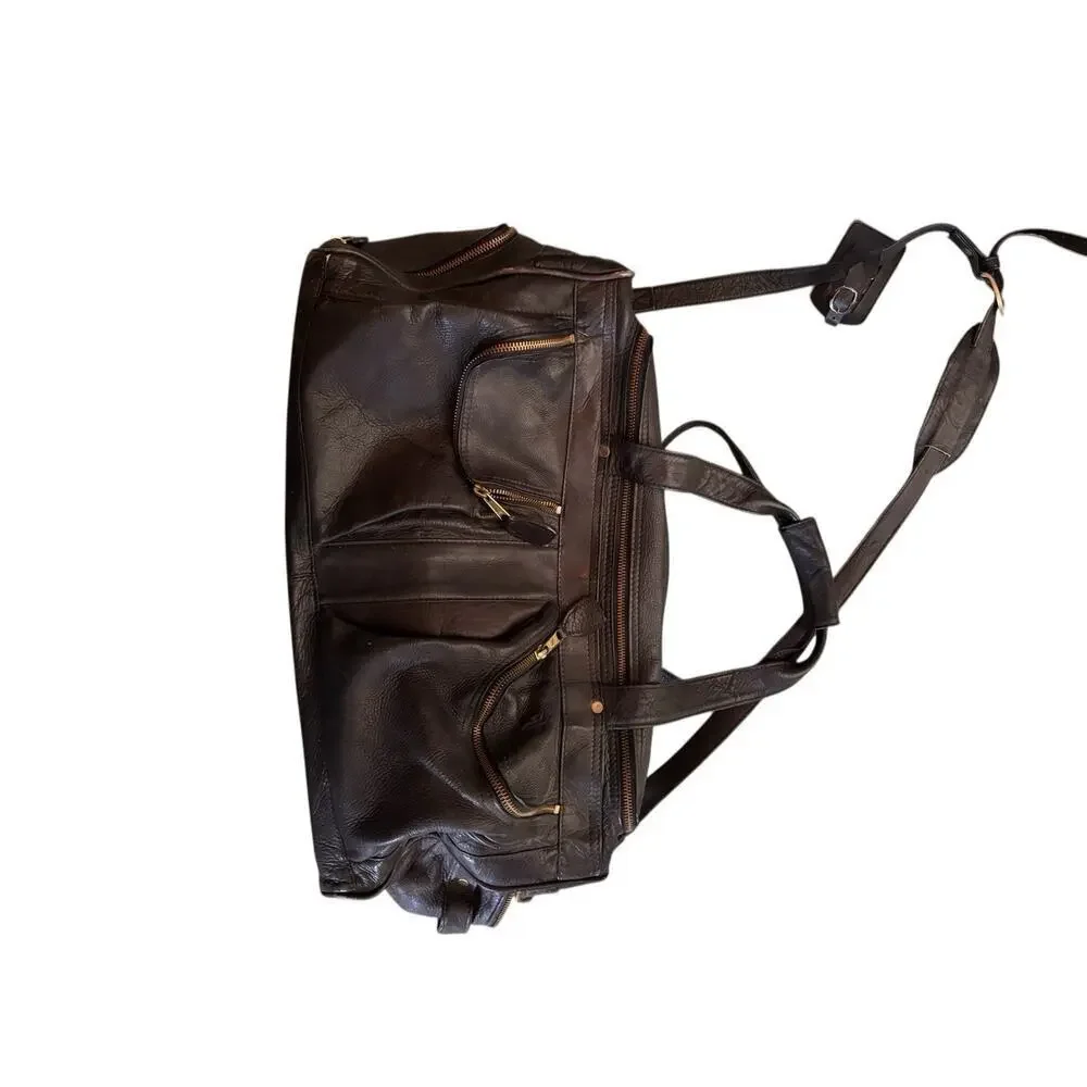Frye Leather Duffle Bag- Black - Style 102 Benchcrafted Cross Body Strap -Duffel